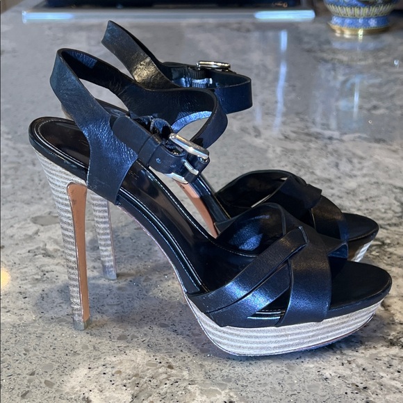 Coach Dani Black Strappy Platform Heels - Picture 1 of 9